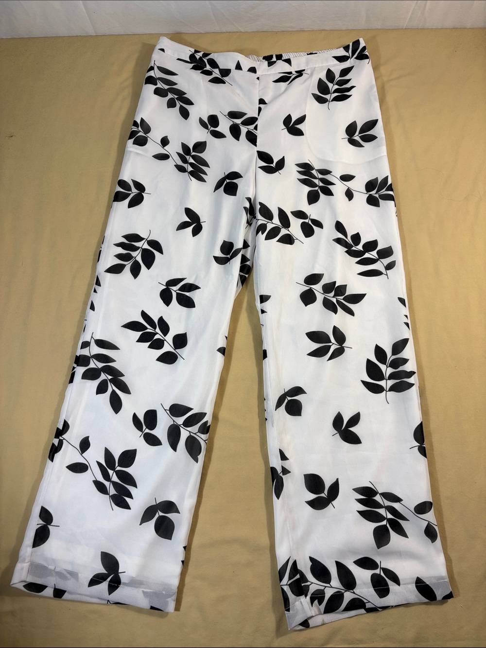 NWT Monroe & Main Women's Botanical Leaf Print Wide Leg Lined Trousers XL